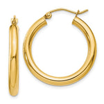 Charger l&#39;image dans la galerie, 18K Yellow White Gold 25mm x 3mm Classic Round Hoop Earrings
