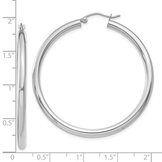 18K Yellow White Gold 45mm x 3mm Classic Round Hoop Earrings