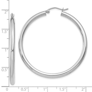 18K Yellow White Gold 45mm x 3mm Classic Round Hoop Earrings