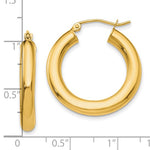 Lataa kuva Galleria-katseluun, 18K Yellow White Gold 25mm x 4mm Classic Round Hoop Earrings
