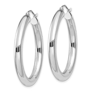 18K Yellow White Gold 35mm x 4mm Classic Round Hoop Earrings