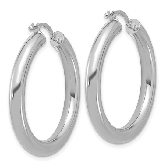 18K Yellow White Gold 35mm x 4mm Classic Round Hoop Earrings