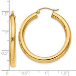 Lataa kuva Galleria-katseluun, 18K Yellow White Gold 35mm x 4mm Classic Round Hoop Earrings
