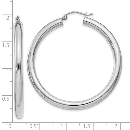 18K Yellow White Gold 45mm x 4mm Classic Round Hoop Earrings