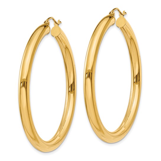 18K Yellow White Gold 45mm x 4mm Classic Round Hoop Earrings