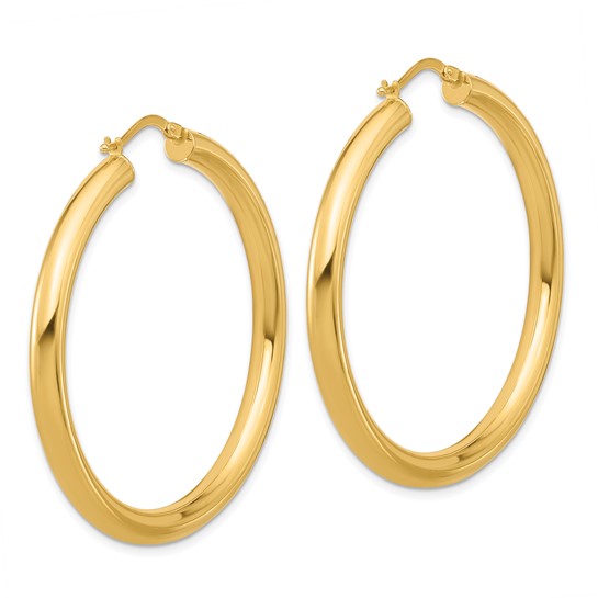 18K Yellow White Gold 45mm x 4mm Classic Round Hoop Earrings