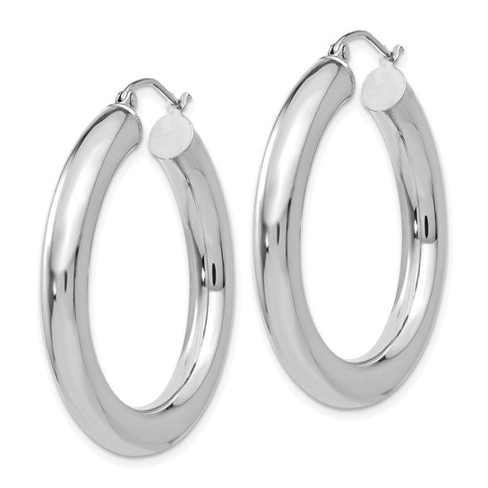 18K Yellow White Gold 35mm x 5mm Classic Round Hoop Earrings