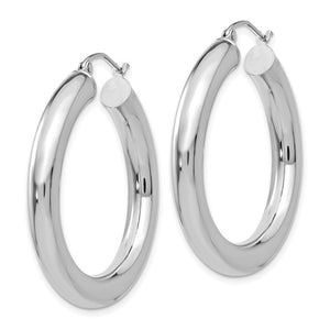 18K Yellow White Gold 35mm x 5mm Classic Round Hoop Earrings