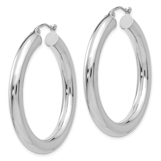 18K Yellow White Gold 40mm x 5mm Classic Round Hoop Earrings