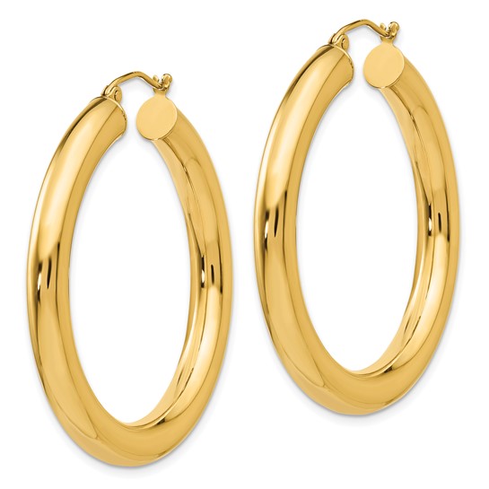 18K Yellow White Gold 40mm x 5mm Classic Round Hoop Earrings