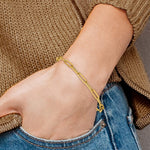 Cargar imagen en el visor de la galería, 18k 14k Yellow Rose White Gold 4mm Flat Paperclip Link Bracelet Chain
