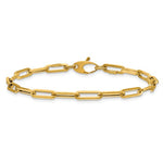 Charger l&#39;image dans la galerie, 18k 14k Yellow Rose White Gold 4mm Flat Paperclip Link Bracelet Chain
