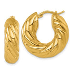 Afbeelding in Gallery-weergave laden, 18K Yellow Gold 25mm x 8mm Twisted Round Classic Hoop Earrings
