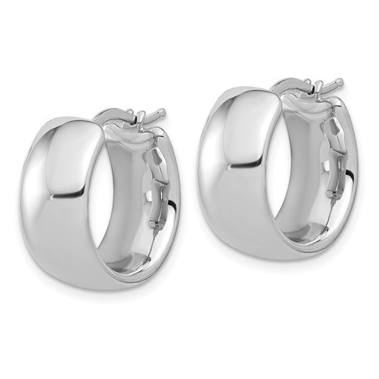 18K Yellow White Gold 18mm x 8mm Classic Round Hoop Earrings