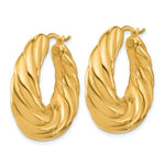 Load image into Gallery viewer, 18K Yellow Gold 29mm x 10mm Twisted Graduated Hoop Earrings
