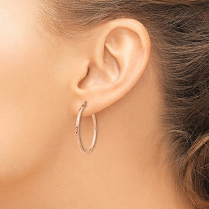 14K Rose Gold Diamond Cut Classic Round Hoop Earrings 30mm x 2mm