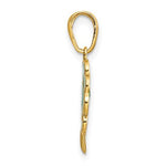 Carica l&#39;immagine nel visualizzatore di Gallery, 14k Yellow Gold Green Enamel Good Luck Four Leaf Clover Pendant Charm
