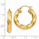 Kép betöltése a galériamegjelenítőbe: 14k Yellow Gold  Classic Twisted Round Hoop Earrings 27mm x 5mm
