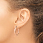 Charger l&#39;image dans la galerie, 14k Rose Gold 25mm x 3.75mm Diamond Cut Inside Outside Round Hoop Earrings
