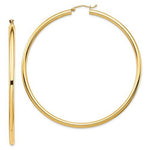 Kép betöltése a galériamegjelenítőbe: 14K Yellow Gold 70mm x 3mm Extra Large Giant Gigantic Big Lightweight Round Classic Hoop Earrings
