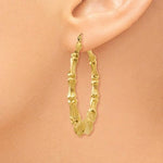 Load image into Gallery viewer, 14K Yellow Gold Bamboo Design Round Hoop Earrings
