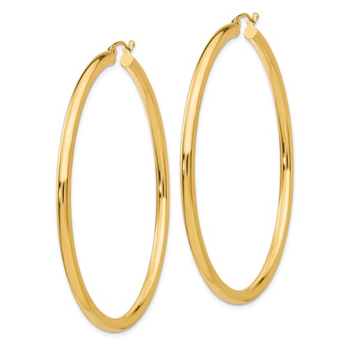 10K Yellow Gold 60mm x 3mm Classic Round Hoop Earrings