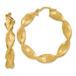 Lataa kuva Galleria-katseluun, 14k Yellow Gold Greek Key Twisted Round Hoop Earrings 45mm x 7mm
