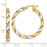 Load image into Gallery viewer, 14k Yellow White Gold Two Tone Classic Round Twisted Hoop Earrings 31mm x 3mm
