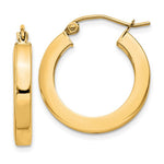Kép betöltése a galériamegjelenítőbe: 10k Yellow Gold  19mm x 3mm Square Tube Classic Round Hoop Earrings
