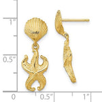 画像をギャラリービューアに読み込む, 14k Yellow Gold Seashell Starfish Clam Scallop Shell Dangle Earrings

