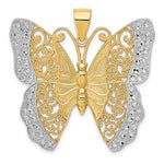Ladda upp bild till gallerivisning, 14k Yellow Gold Rhodium Butterfly Filigree Pendant Charm
