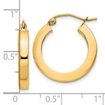 Carregar imagem no visualizador da galeria, 10k Yellow Gold  19mm x 3mm Square Tube Classic Round Hoop Earrings
