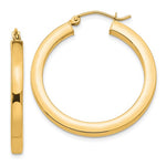 Carregar imagem no visualizador da galeria, 10k Yellow Gold 31mm x 3mm Classic Square Tube Round Hoop Earrings
