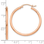 Lataa kuva Galleria-katseluun, 10k Rose Gold Classic Round Hoop Earrings 31mm x 2mm
