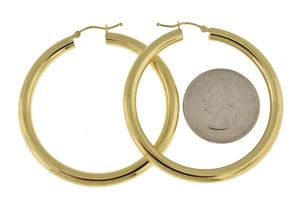 10K Yellow Gold Classic Round Hoop Earrings 50mmx4mm