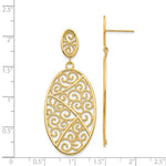 Carregar imagem no visualizador da galeria, 14k Yellow Gold Filigree Oval Festive Dangle Post Earrings
