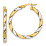 Afbeelding in Gallery-weergave laden, 14k Yellow White Gold Two Tone Classic Round Twisted Hoop Earrings 31mm x 3mm
