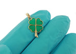 Lade das Bild in den Galerie-Viewer, 14k Yellow Gold Green Enamel Good Luck Four Leaf Clover Pendant Charm
