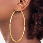 Ladda upp bild till gallerivisning, 14K Yellow Gold 90mm x 3mm Extra Large Giant Gigantic Big Round Classic Hoop Earrings

