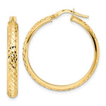 Lataa kuva Galleria-katseluun, 14K Yellow Gold Diamond Cut Round Hoop Earrings 28mm x 4mm
