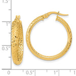 Φόρτωση εικόνας στο εργαλείο προβολής Συλλογής, 14k Yellow Gold 25mm x 3.75mm Diamond Cut Inside Outside Round Hoop Earrings
