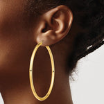 Carica l&#39;immagine nel visualizzatore di Gallery, 14K Yellow Gold 80mm x 4mm Extra Large Giant Gigantic Big Lightweight Round Classic Hoop Earrings
