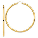 Carica l&#39;immagine nel visualizzatore di Gallery, 14K Yellow Gold 80mm x 4mm Extra Large Giant Gigantic Big Lightweight Round Classic Hoop Earrings
