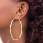 Indlæs billede til gallerivisning 14K Yellow Gold 80mm x 4mm Extra Large Giant Gigantic Big Round Classic Hoop Earrings
