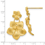 Φόρτωση εικόνας στο εργαλείο προβολής Συλλογής, 14k Yellow Gold Plumeria Flower Post Drop Dangle Earrings
