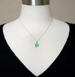 Indlæs billede til gallerivisning 14k Yellow Gold Green Enamel Good Luck Four Leaf Clover Pendant Charm
