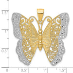 Carregar imagem no visualizador da galeria, 14k Yellow Gold Rhodium Butterfly Filigree Pendant Charm
