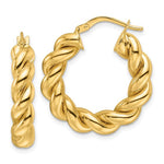 Charger l&#39;image dans la galerie, 14k Yellow Gold Classic Round Twisted Hoop Earrings 25mm x 5.3mm

