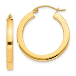 Φόρτωση εικόνας στο εργαλείο προβολής Συλλογής, 10k Yellow Gold 24mm x 3mm Classic Square Tube Round Hoop Earrings
