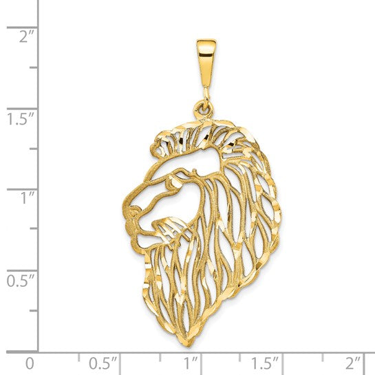 14k Yellow Gold Lion Head Cut Out Pendant Charm